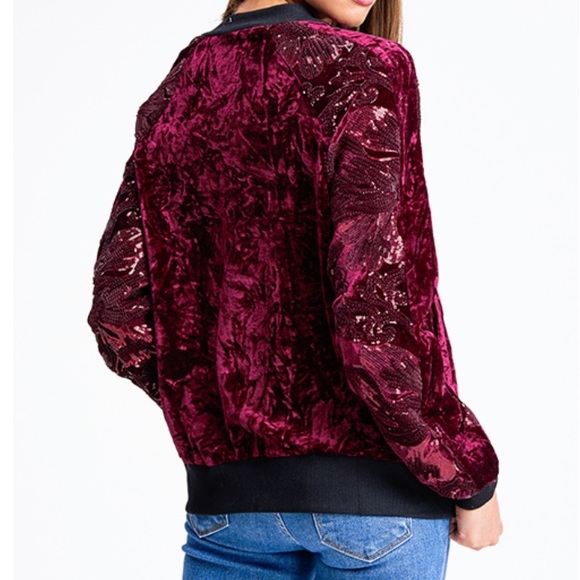 Velvet Jacket with Floral Sequin Design - Picture 4 of 8